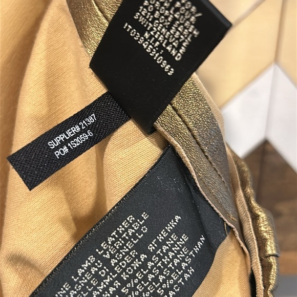 Ralph Lauren Black Label Genuine Lamb Leather Pants Bonded Metallic Gold 8 - Picture 8 of 9